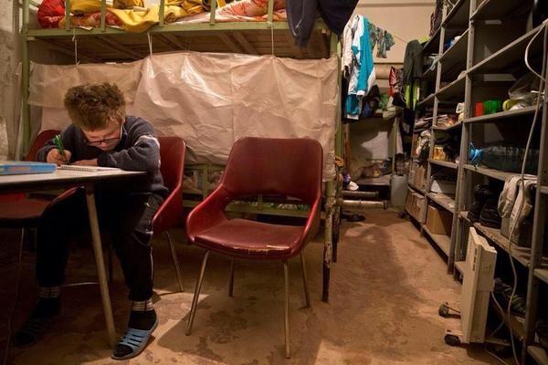 hole up in basements