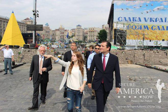 Bleyzer (left) with US presidential candidate Ted Cruz on Maidan Square in Kiev. (Source: Secure America Now)