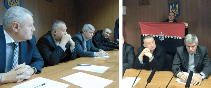 Serhiy Sternenko presiona a los jueces en noviembre de 2015. Por primera vez, la extrema derecha evita la puesta en libertad de Evgeny Mefedov