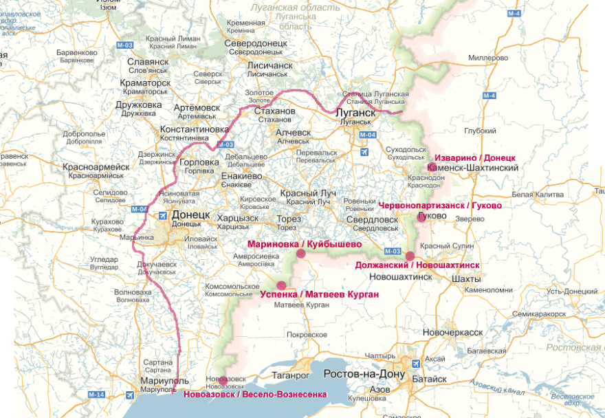 Puestos de frontera entre Rusia y la RPD-RPL
